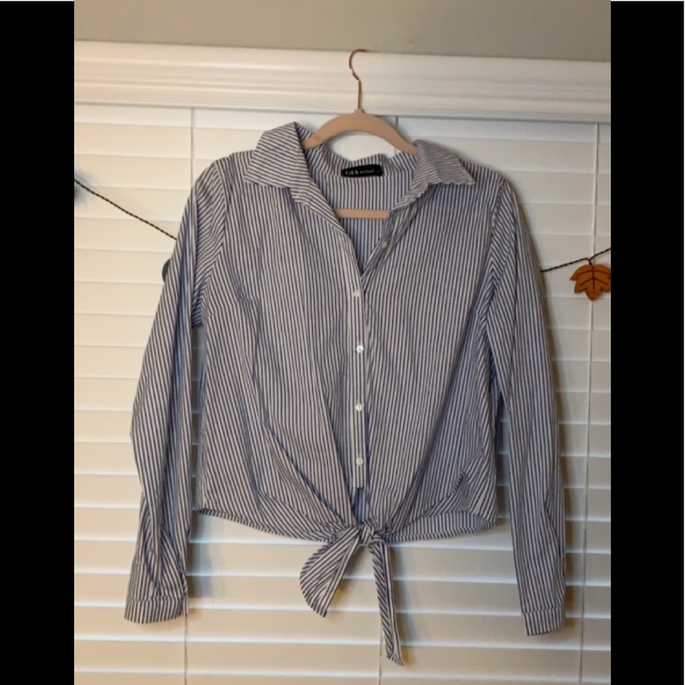 Crop top stripe button up